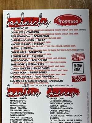 Tostado menu 1